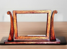 Vintage Cheval-Style Tabletop Swing Mirror with Scrolled Crest and Turned Bun Feet — listing 6