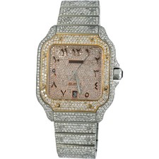 Custom Fully Iced-Out Cartier Santos Skeleton Watch (Aftermarket Diamond/CZ Set) — listing 5