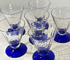 Art Deco Cobalt Blue Glass and Chrome Stepped-Base Cordial Cups (Set of 3+) — listing 3
