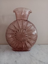 Vintage Pink Diamond Point Pattern Pressed Glass Bowl with Beaded Rim — listing 3