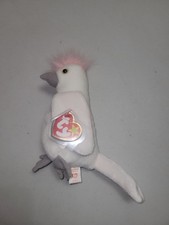 Ty Beanie Baby "Kiwi" the Cockatoo (White Bird with Pink Crest)