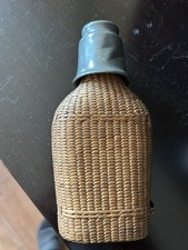 Antique Wicker-Wrapped Glass Flask with Metal Screw Cap — listing 2