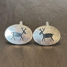 Pair of Vintage Cold-Painted Enamel Miniature Deer/Fawn Figural Cufflinks — listing 2