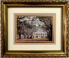 Antebellum Southern Plantation Gathering Scene, Framed Panoramic Print