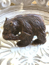 Carved Wood Standing Bear Figurine with Hat Molded resin/composite — listing 3