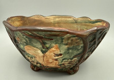 Weller Pottery Woodcraft Squirrel Jardiniere / Planter with High-Relief Squirrel and Oak Leaf Design — listing 3