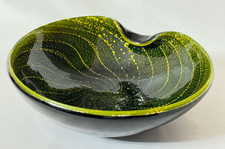Murano Sommerso Art Glass Apple-Form Bowl with Gold Aventurine Center — listing 3