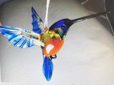 Vintage Blown Glass Hummingbird Christmas Ornament with Spun Glass Wings and Mica Glitter — listing 4