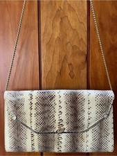 Vintage Genuine Python Snakeskin Envelope Clutch with Whipstitched Edges — listing 5