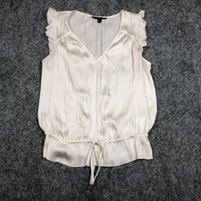 Banana Republic Multi-Color Abstract Print Sleeveless Ruffle-Front Blouse, Size Medium — listing 4
