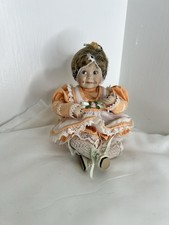 Vintage Porcelain Collector Doll in White Eyelet Christening-Style Dress — listing 2