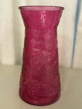 Set of Three Embossed Rose Pattern Colored Glass Covered Trinket Boxes / Vanity Jars — listing 3