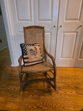 Antique Empire-Style Mahogany Sewing/Nursing Rocker with Caned Seat — listing 5
