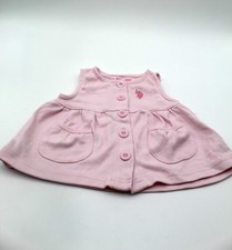 U.S. Polo Assn. Baby Girls Sleeveless Chambray Dress with Coral Bow, Size 3/6M — listing 3