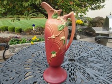 Roseville Pottery Snowberry Pattern Green Ewer/Pitcher with Angled Handle — listing 3