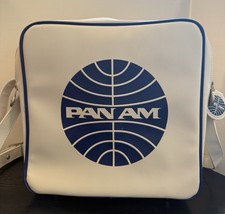 Vintage Pan Am Blue Vinyl Travel Flight Bag with Globe Logo — listing 6