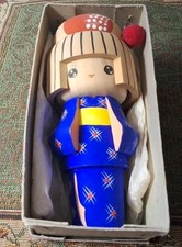 Japanese Creative Kokeshi Doll, Girl with Red Bow and Floral Kimono — listing 5