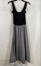Gap White Textured Windowpane Smocked Bodice Maxi Sundress, Size 8 — listing 3