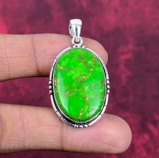 Green Mohave Turquoise Oval Cabochon Sterling Silver Pendant Yes - marked 925 or Sterling — listing 4