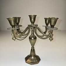 Vintage Brass Five-Light Candelabra with Twisted Rope Arms and Tripod Base — listing 5