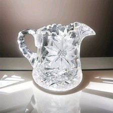 Cut Glass Creamer with Pinwheel and Hobstar Pattern, Sawtooth Rim — listing 3