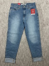 Signature by Levi Strauss & Co. Mid-Rise Cuffed Slim Boyfriend Capris, Dark Blue Wash 12 / 31 — listing 4