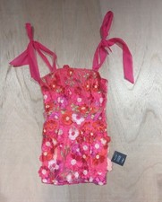 Lulus Floral Tapestry Mini Dress with Red Lace Tie Straps — listing 5