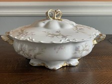 Haviland & Co. Limoges Oval Serving Platter, Schleiger 70 Pattern with Pink & Blue Florals and Gold Trim — listing 2