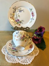 Royal Stafford Bone China Tea Service for 6 - Green & Gilt Foliate Border, Octagonal Plates — listing 5