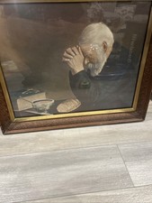 Vintage 'Grace' Print by Eric Enstrom - Old Man Praying Over Bread, Framed
