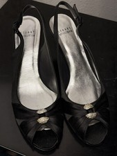 Stuart Weitzman Tweed & Leather T-Strap Slingback Heels — listing 6