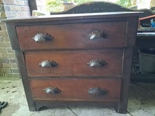 Antique Chest of Drawers Being Refinished (Solid Wood Dresser Carcass with Drawer Fronts, Diamond Escutcheon Inlays) — listing 6