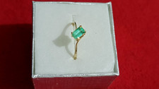Emerald-Cut Green Emerald Gold Ring with Accent Diamonds — listing 5
