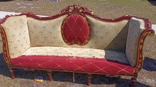 Baroque Revival Gilt-Carved Living Room Set with Blue Damask Upholstery (Multiple Pieces) — listing 3