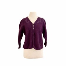 Pendleton Women's Charcoal Wool Floral Embroidered Zip-Front Cardigan Jacket Size L — listing 6