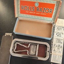 Rolls Razor Vintage Self-Stropping Safety Razor Set with Greek Key Nickel Case, Strop & Hone — listing 4