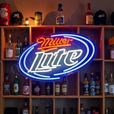 Miller Lite Neon Beer Sign with Shamrock