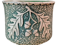 Red Wing Union Stoneware Company Embossed Floral Jardiniere / Cache Pot