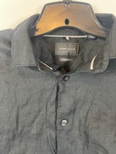 Perry Ellis Men's Linen-Cotton Blend Long Sleeve Button-Up Shirt, Gray Micro-Check, Size M — listing 4