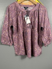 Chaps Pastel Paisley Print Ruffle Top, Size Small — listing 6