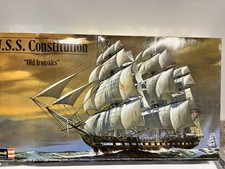 Handmade Wooden USS Constitution 'Old Ironsides' Model Ship in Glass Display Case — listing 2