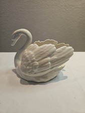 Goebel W. Germany White Bisque Porcelain Swan Figural Bowl / Planter — listing 3