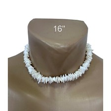 Square Shell Chip Surfer Necklace, Brown Natural Tones, 17 in — listing 5