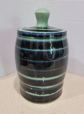 Black Clay Lidded Bowl / Pot with Ball Finial and Angled Shoulder — listing 5