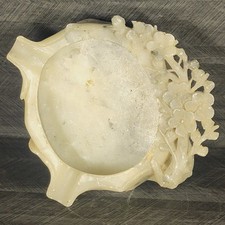 Vintage Hand-Carved Soapstone Ashtray with Floral and Leaf Relief Design — listing 5