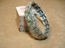 Vintage Sterling Silver Marcasite Floral Link Bracelet — listing 2