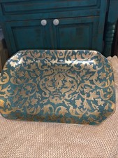 Terracotta Red Oval Platter with Gilt Chinoiserie Scene and Grapevine Border Yes - there is a printed/impressed mark — listing 3