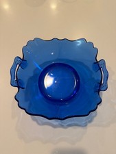 Cobalt Blue Depression Glass Salad/Bread Plate with Scalloped Rim