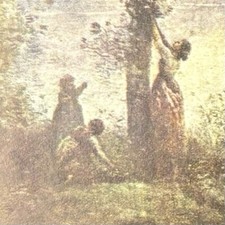 Corot 'Souvenir de Mortefontaine' Framed Print in Oval Gilt Frame — listing 4