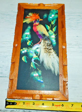 Vintage Mexican Feathercraft Bird Picture with Real Feathers in Gilt Wood Frame — listing 5